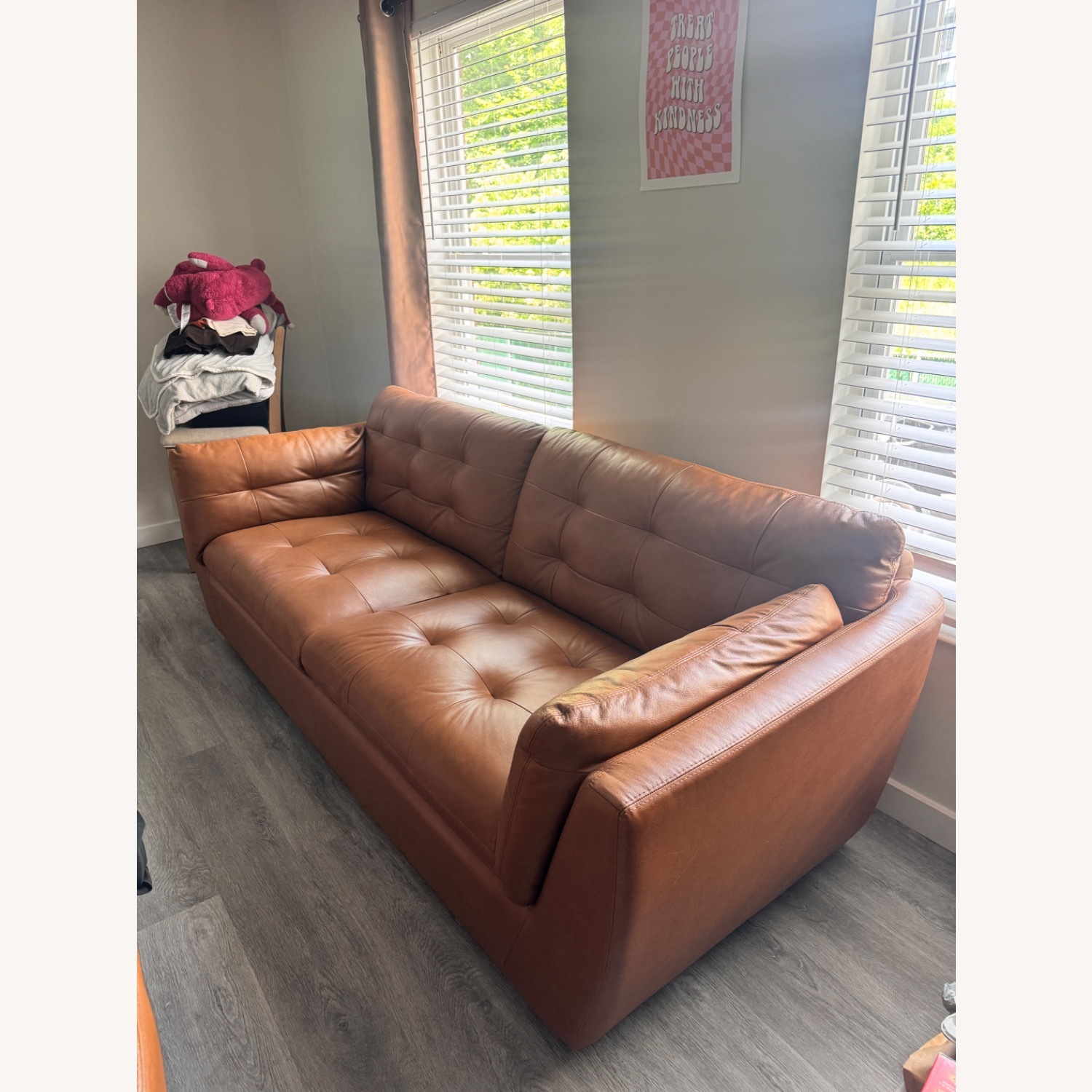 Raymour & Flanigan Damar Leather Sofa - image-4