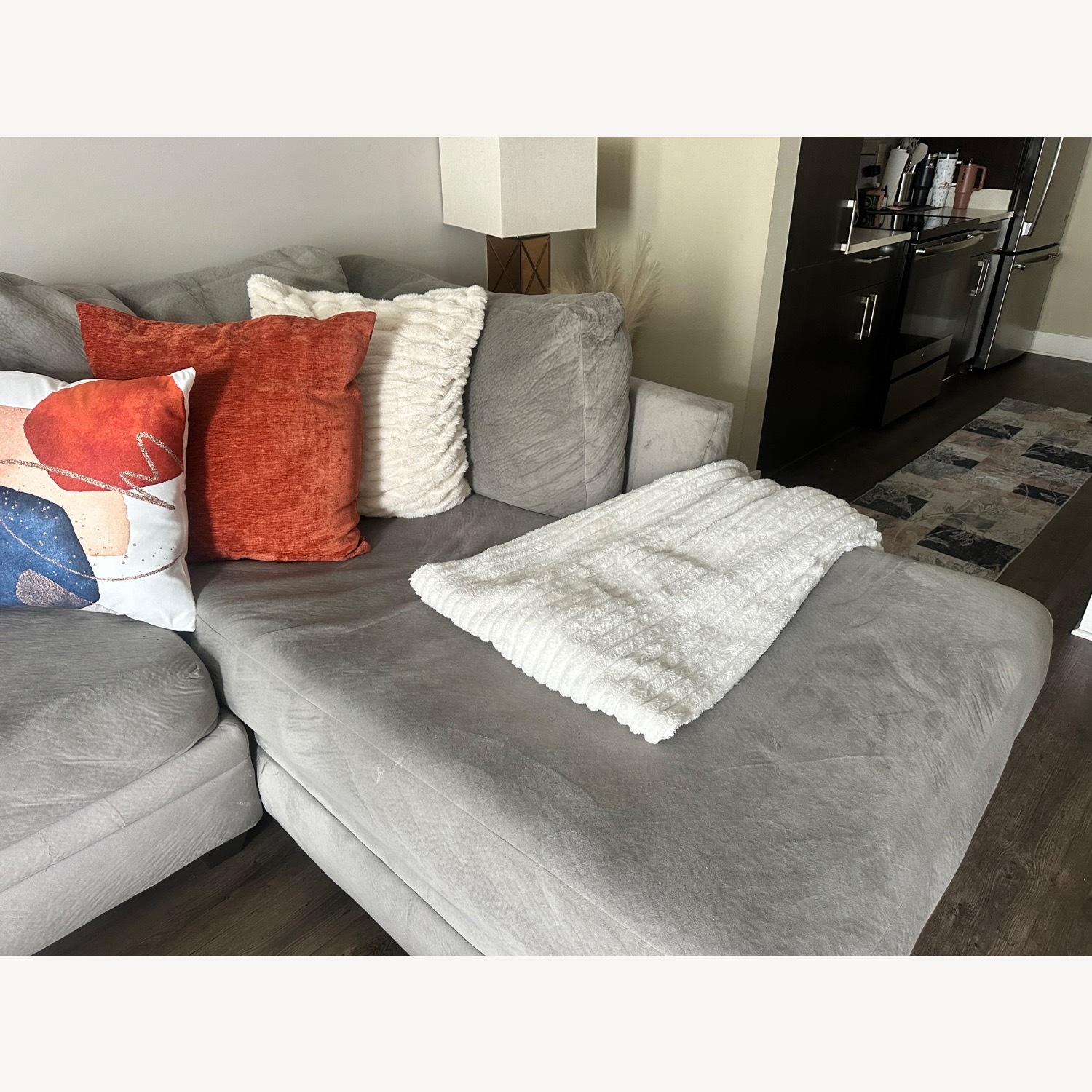 Light Gray Fabric 2 Piece Sectional - image-2