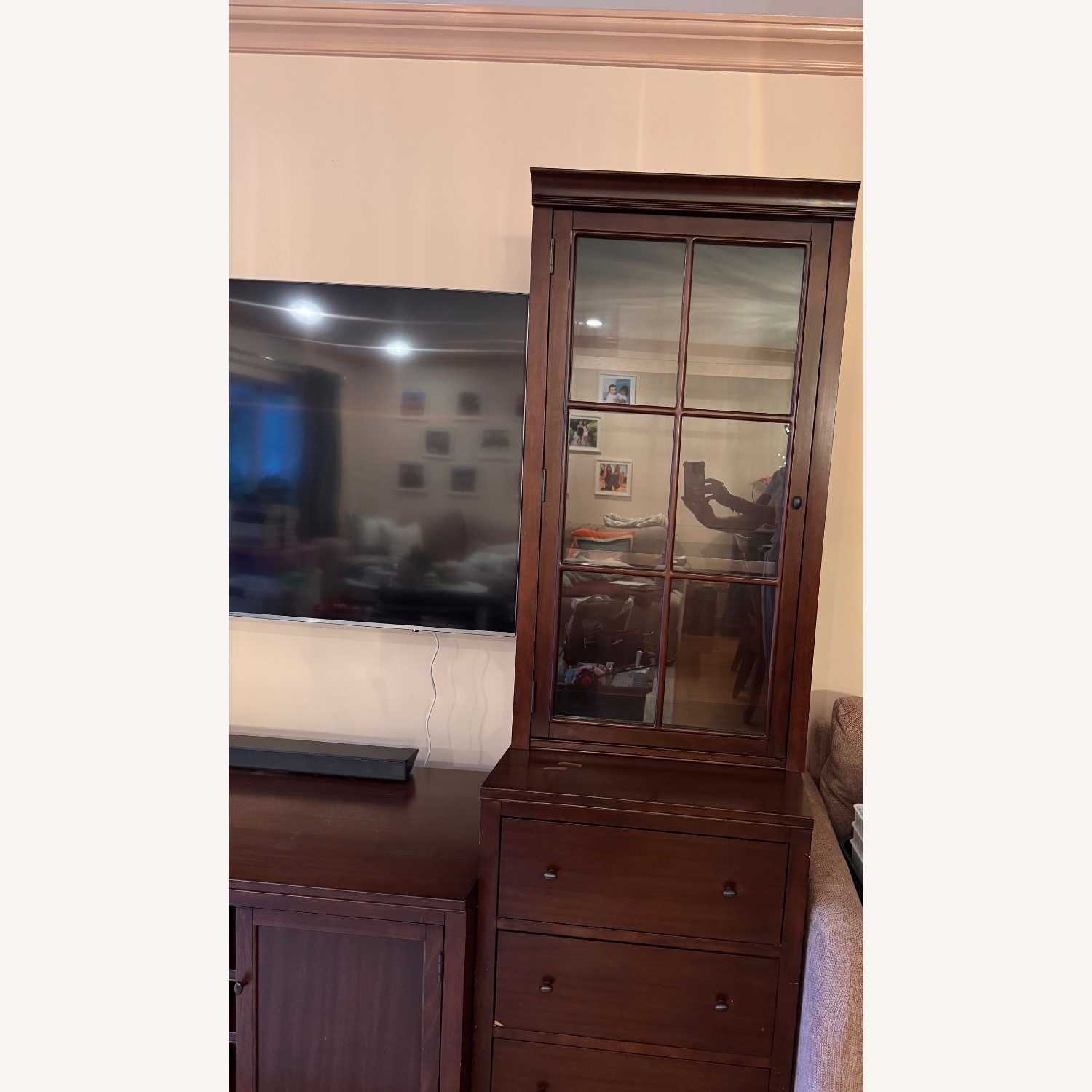 Pottery Barn Dark Brown Wood Wall Unit - image-5