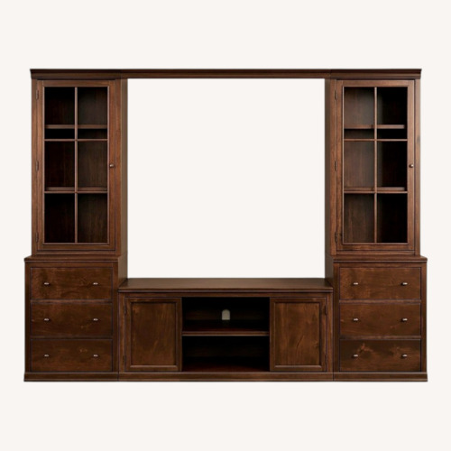 Used Pottery Barn Dark Brown Wood Wall Unit for sale on AptDeco