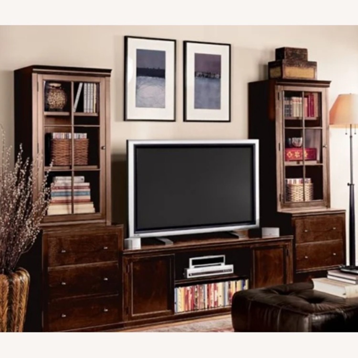 Pottery Barn Dark Brown Wood Wall Unit - image-6