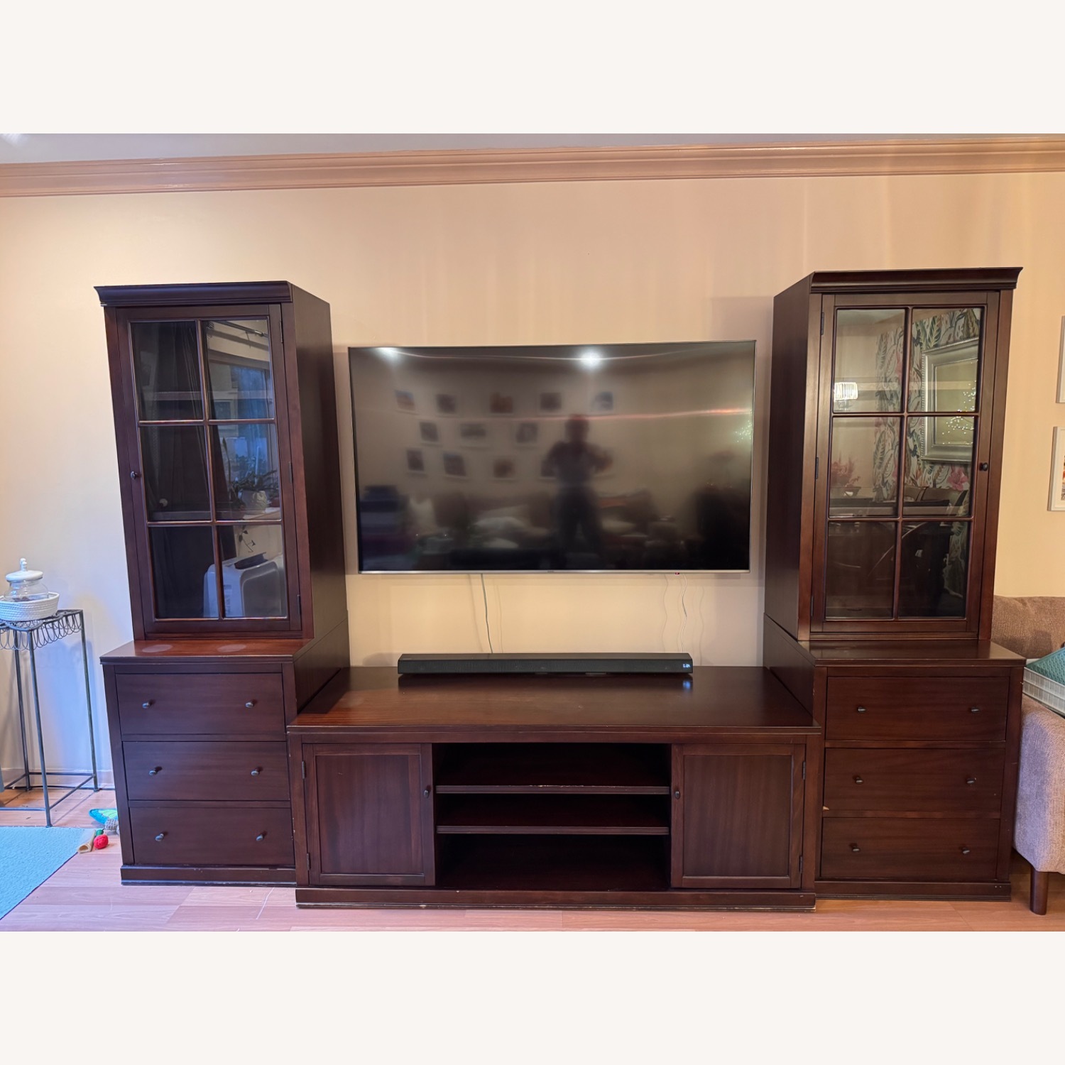 Pottery Barn Dark Brown Wood Wall Unit - image-1