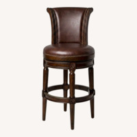 Frontgate Covington Dark Brown Leather Bar Stools