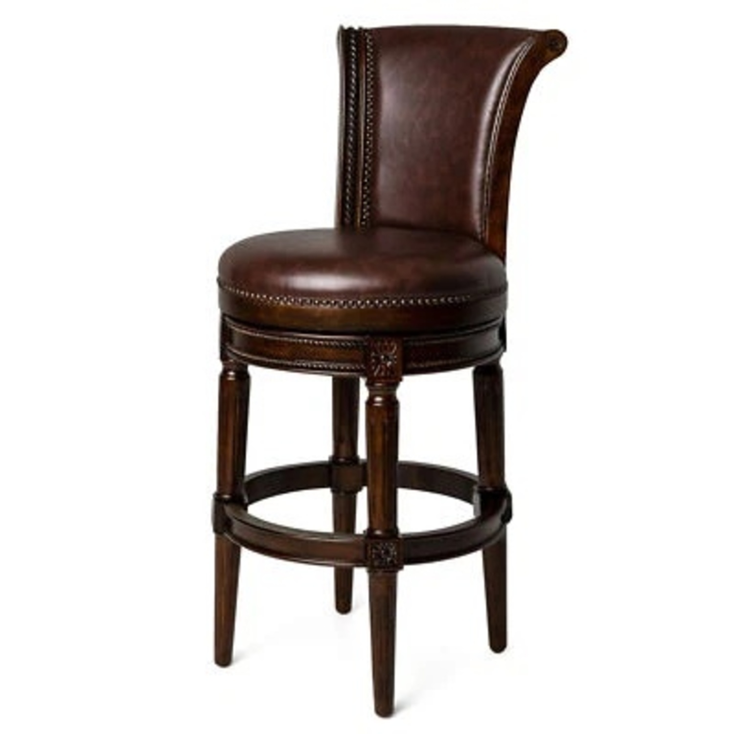Frontgate Covington Dark Brown Leather Bar Stools - image-4