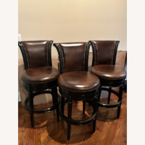 Used Frontgate Covington Dark Brown Leather Bar Stools for sale on AptDeco