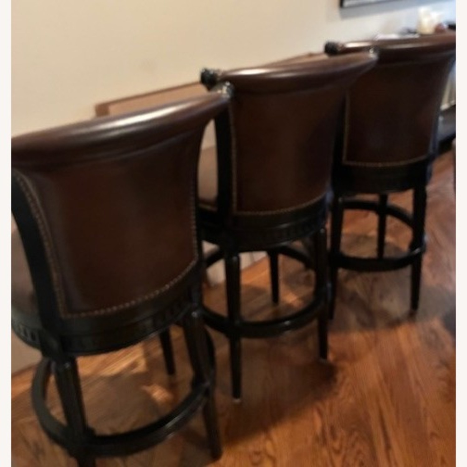 Frontgate Covington Dark Brown Leather Bar Stools - image-2