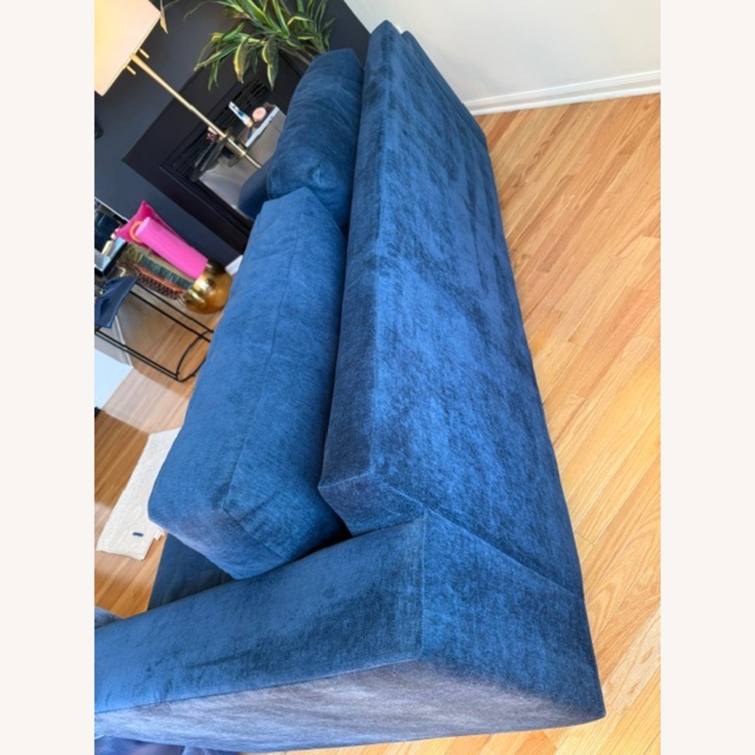 West Elm Blue Velvet Sleeper Sofa - image-5