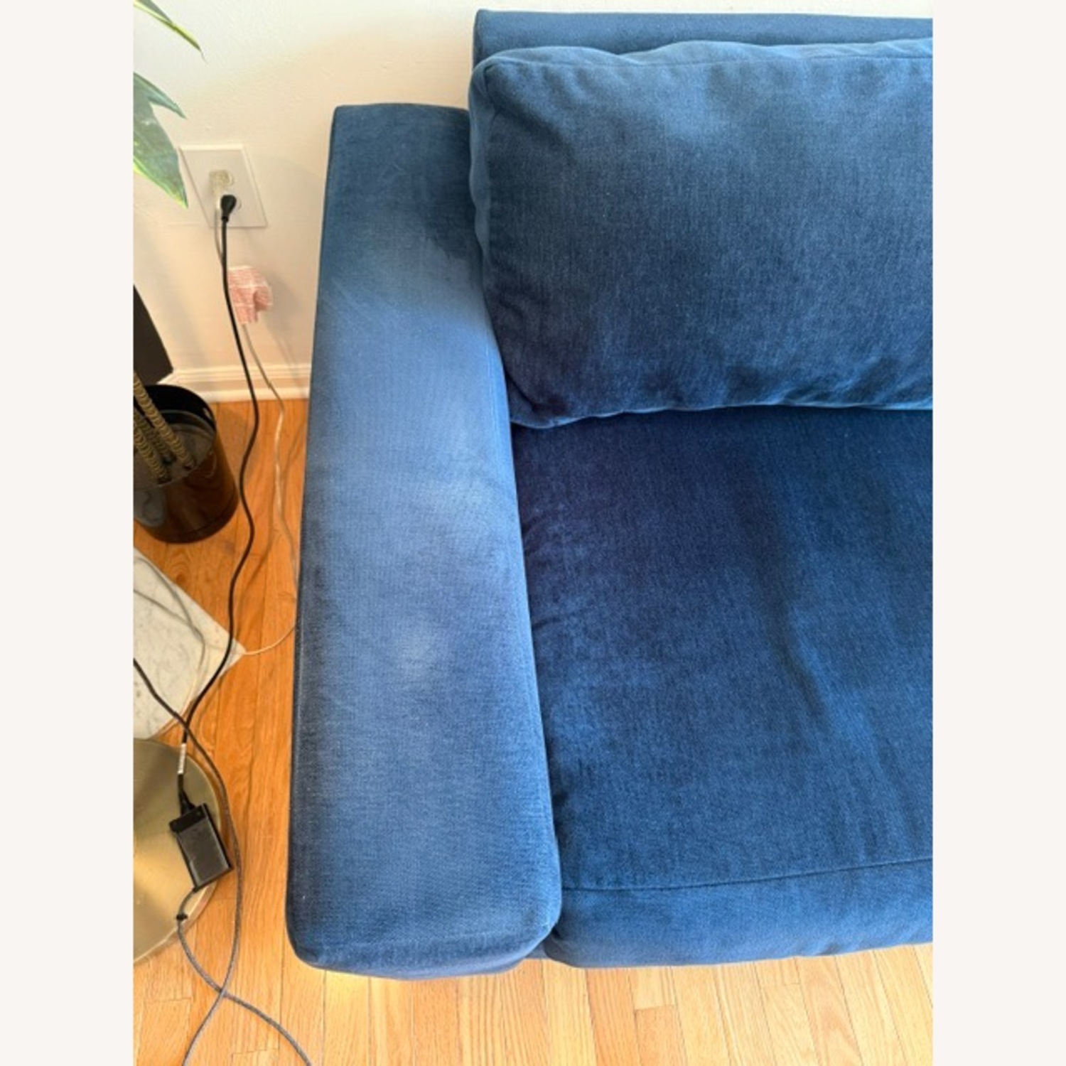 West Elm Blue Velvet Sleeper Sofa - image-4