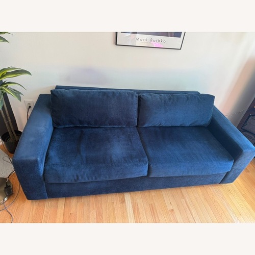 Used West Elm Blue Velvet Sleeper Sofa for sale on AptDeco