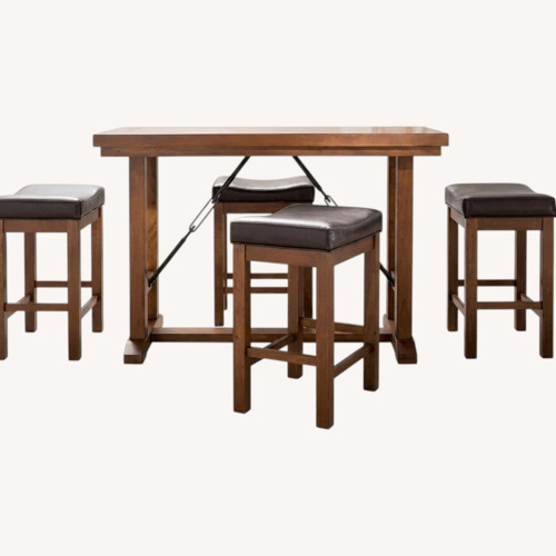 Used Raymour & Flanigan Studio/Apartment Industrial Look Wood Table for sale on AptDeco