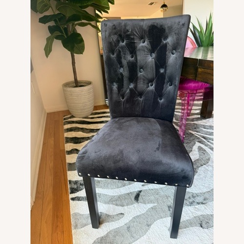 Used Wayfair Black Fabric Tufted Dining Chairs for sale on AptDeco