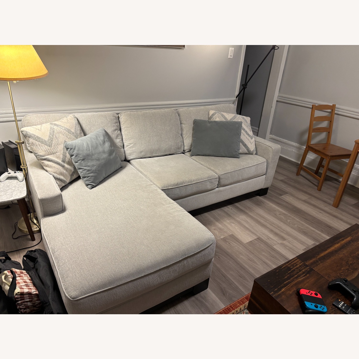 Raymour & Flanigan Light Gray 2 Piece Sectional - image-3