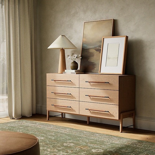 Used Four Hands Rosedale Natural Wood 6 Drawer Dresser for sale on AptDeco