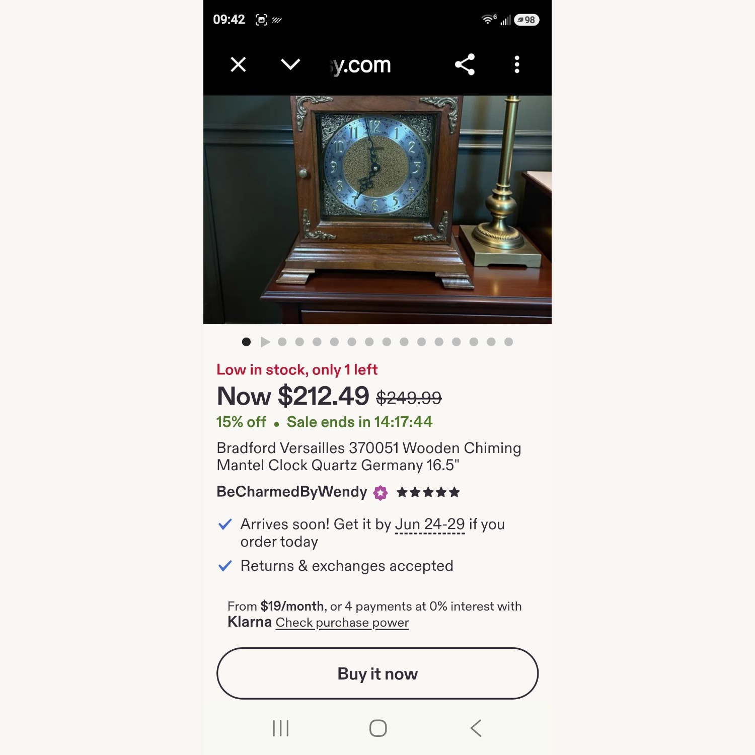 Bradford Cherry Wood Mantle Clock  - image-17