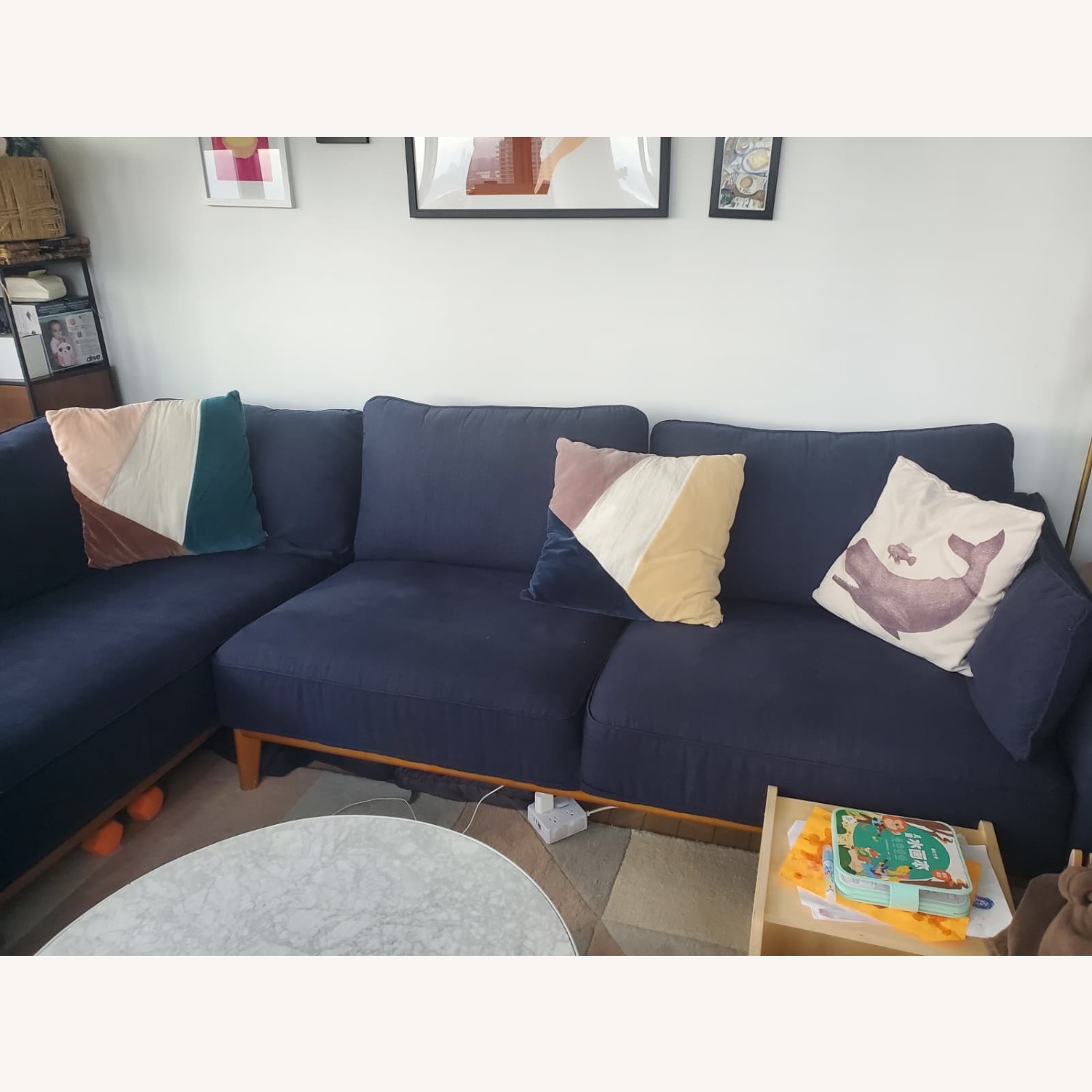 Macy's Blue Fabric 2 Piece Sectional - image-3