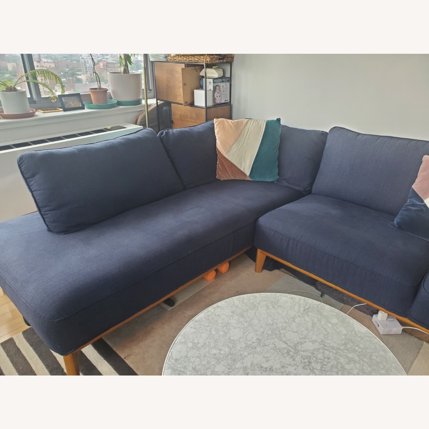 Macy's Blue Fabric 2 Piece Sectional - image-2