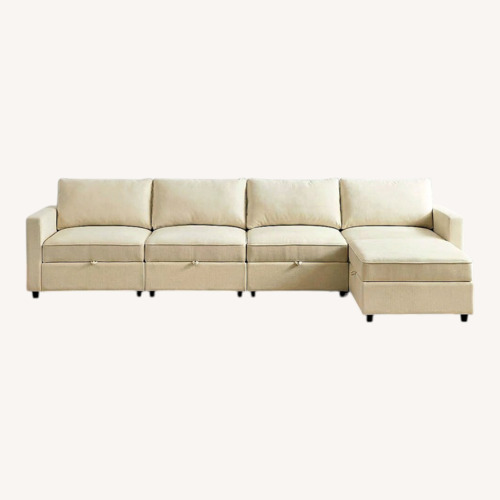 Used Beige Sectional Couch With Chaise for sale on AptDeco