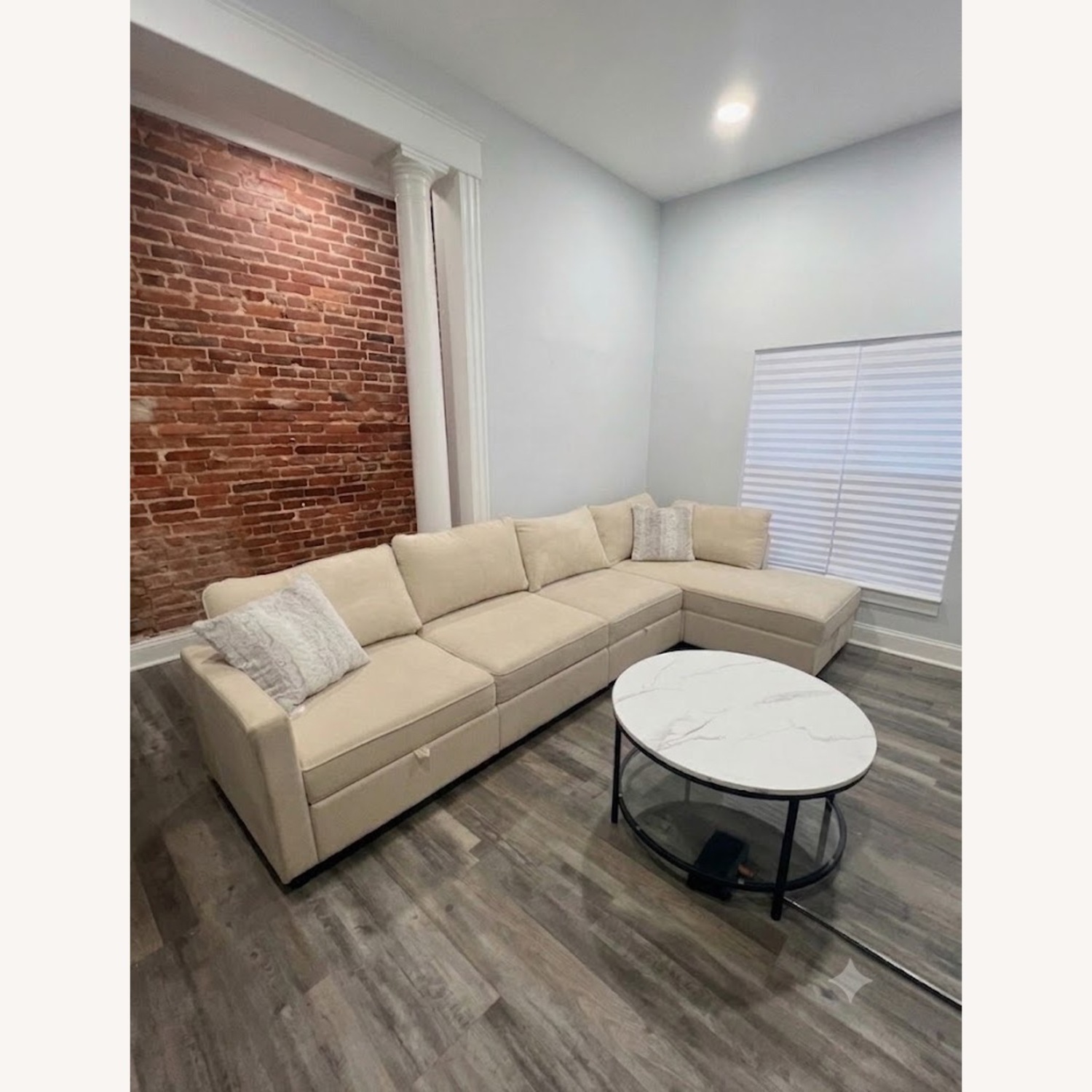 Beige Sectional Couch With Chaise - image-3