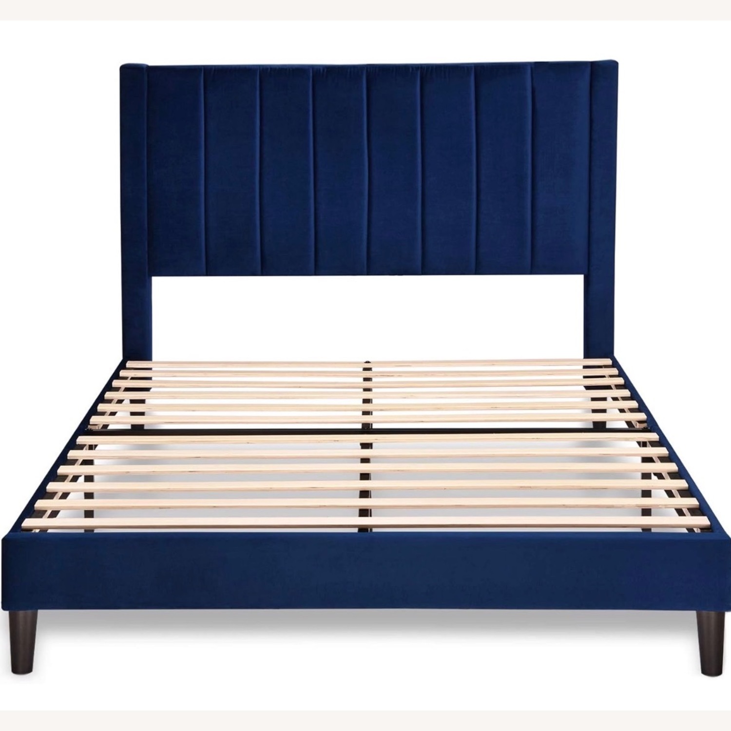 Blue Fabric Queen Bed - image-1