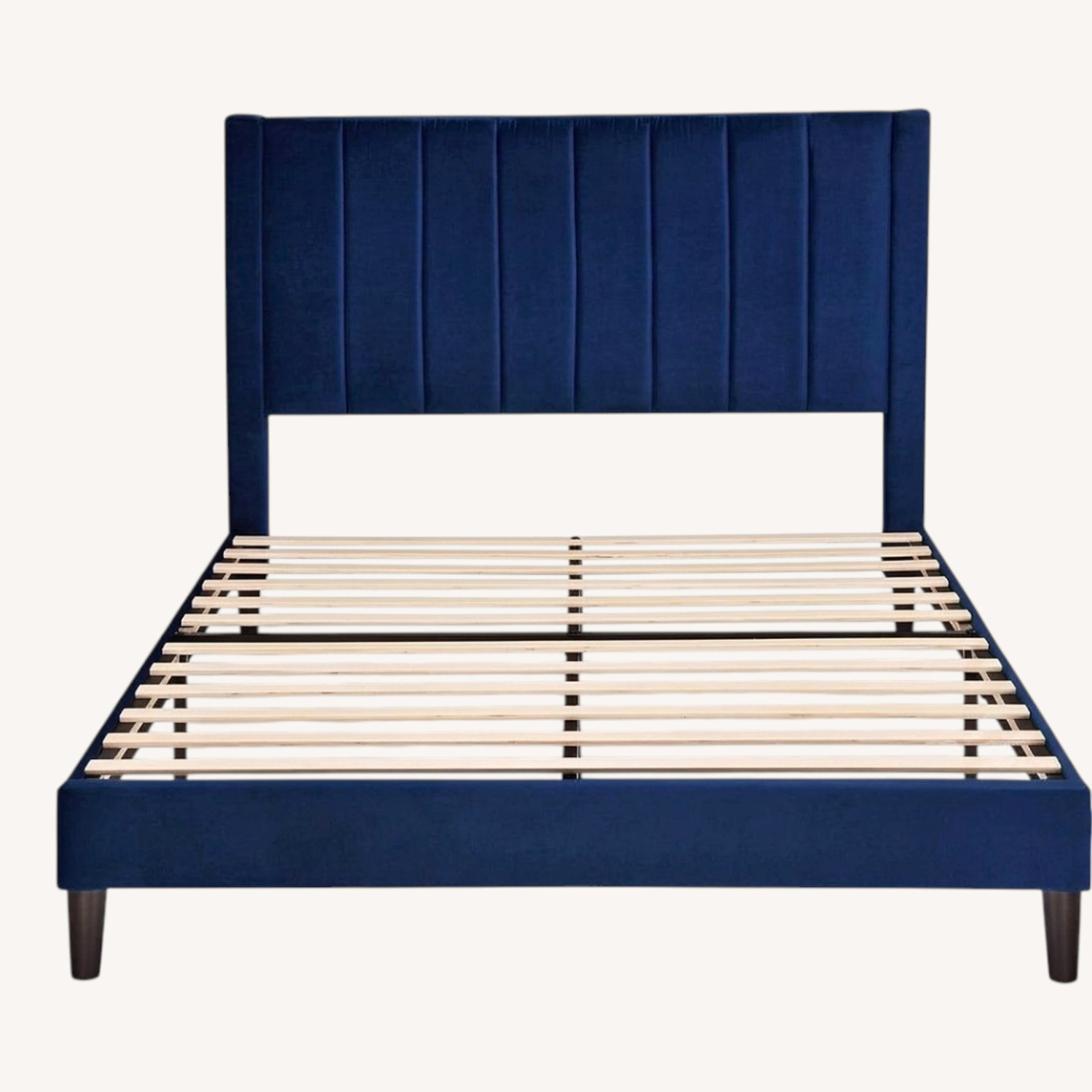Blue Fabric Queen Bed - image-0