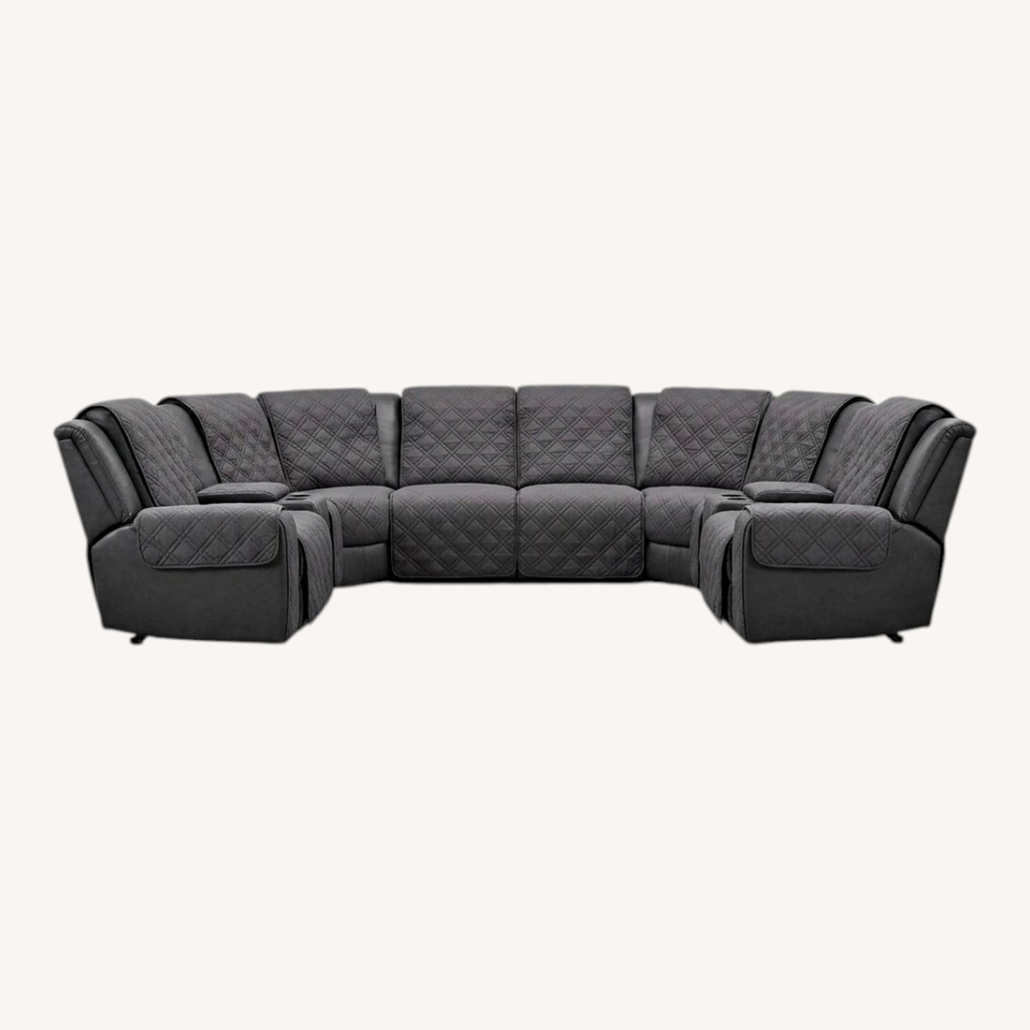 SeatCraft Entrada Black Leather Powered Sectional - image-0