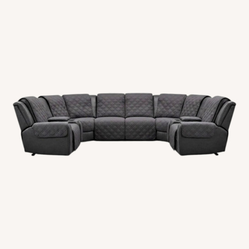 Used SeatCraft Entrada Black Leather Powered Sectional for sale on AptDeco