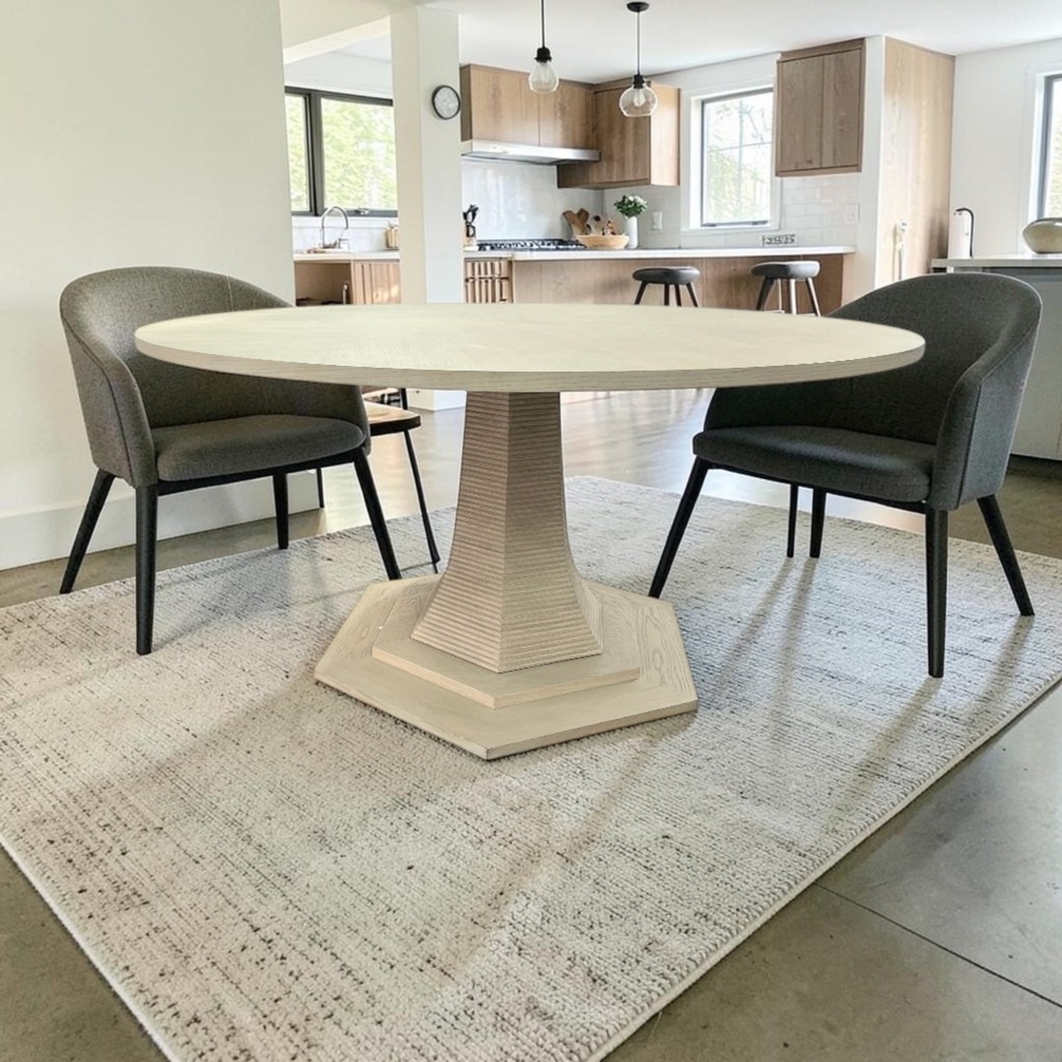 Maitland Smith Oak Round Solid Wood Dining Table - image-1