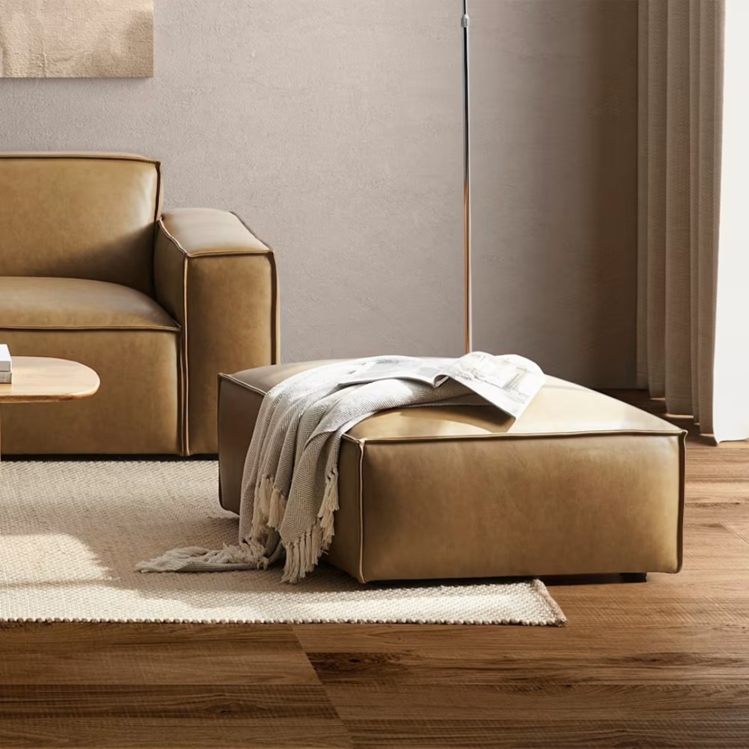 Castlery Jonathan Leather Ottoman - image-1