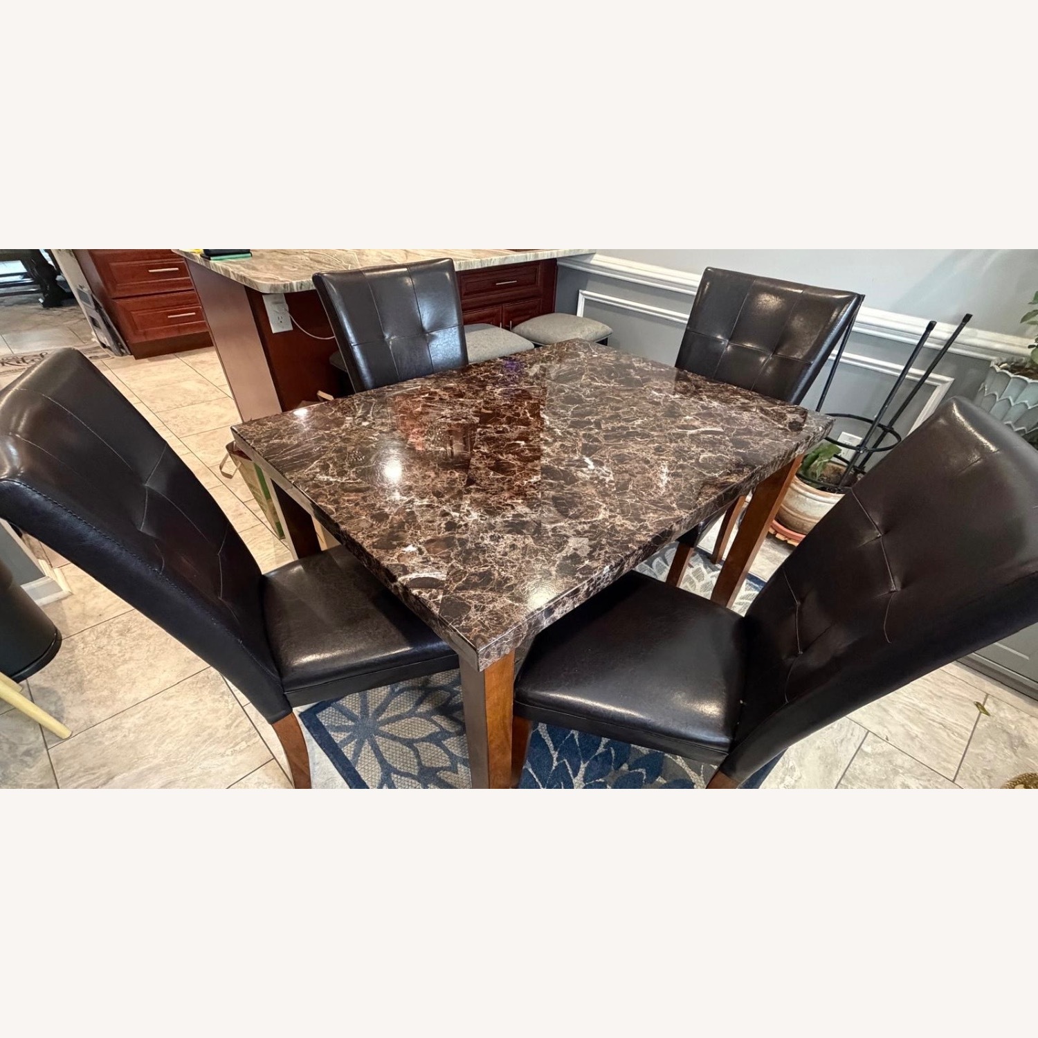 4 Seater Dining Set, Leather Chairs - image-1