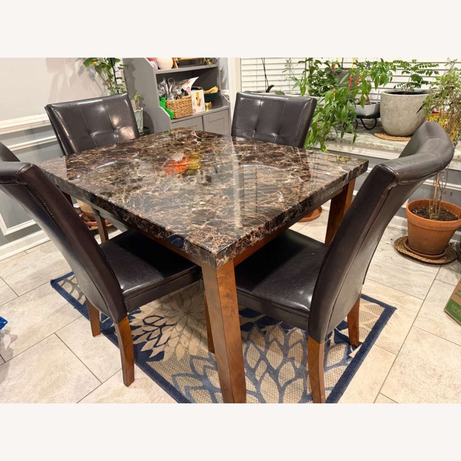 4 Seater Dining Set, Leather Chairs - image-2