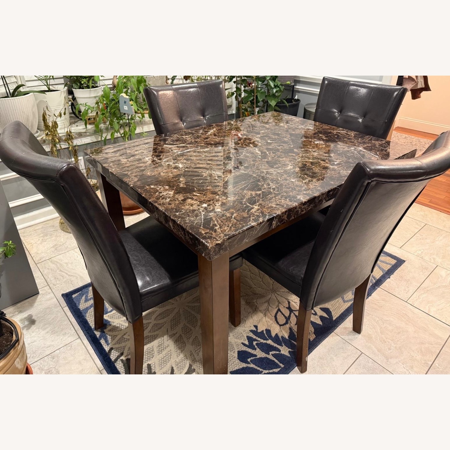 4 Seater Dining Set, Leather Chairs - image-3