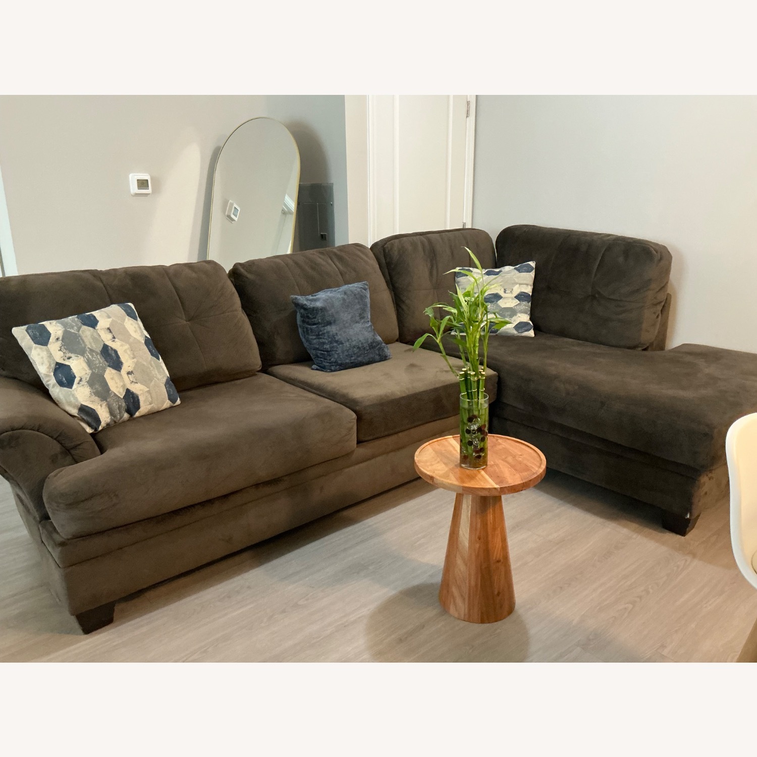 Vintage/Antique Dark Brown Velvet 3+ Seater Sofa - image-1