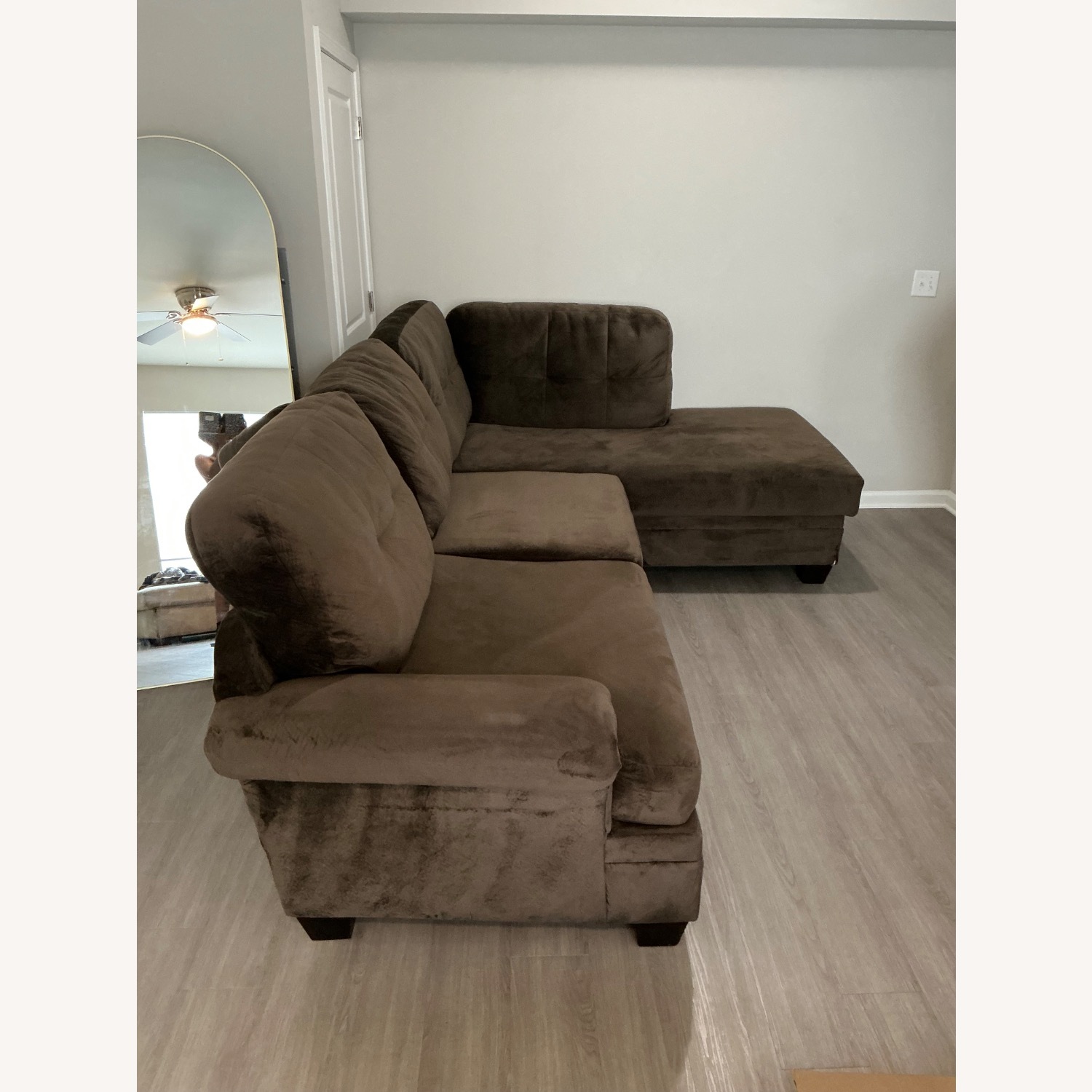 Vintage/Antique Dark Brown Velvet 3+ Seater Sofa - image-3