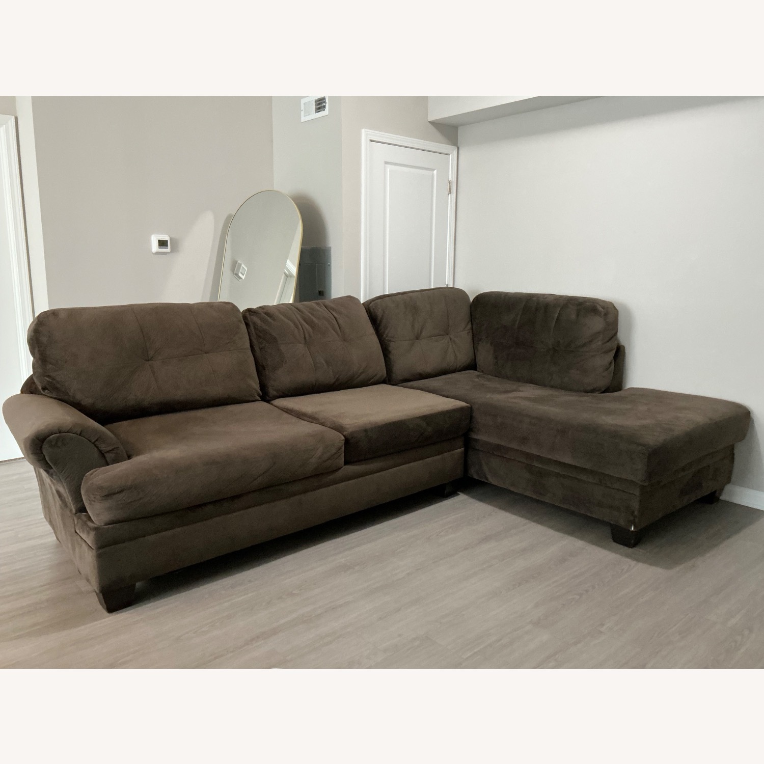 Vintage/Antique Dark Brown Velvet 3+ Seater Sofa - image-4