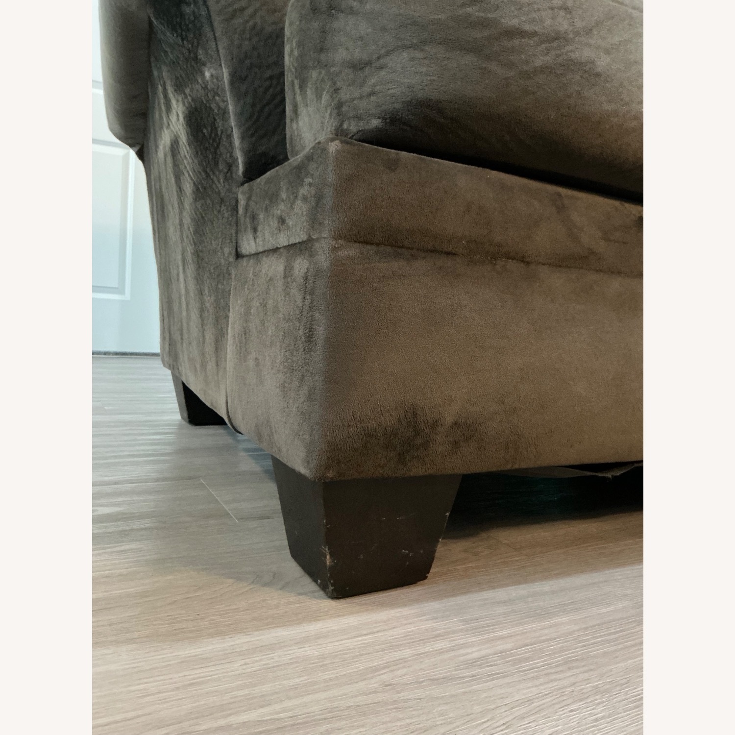 Vintage/Antique Dark Brown Velvet 3+ Seater Sofa - image-2
