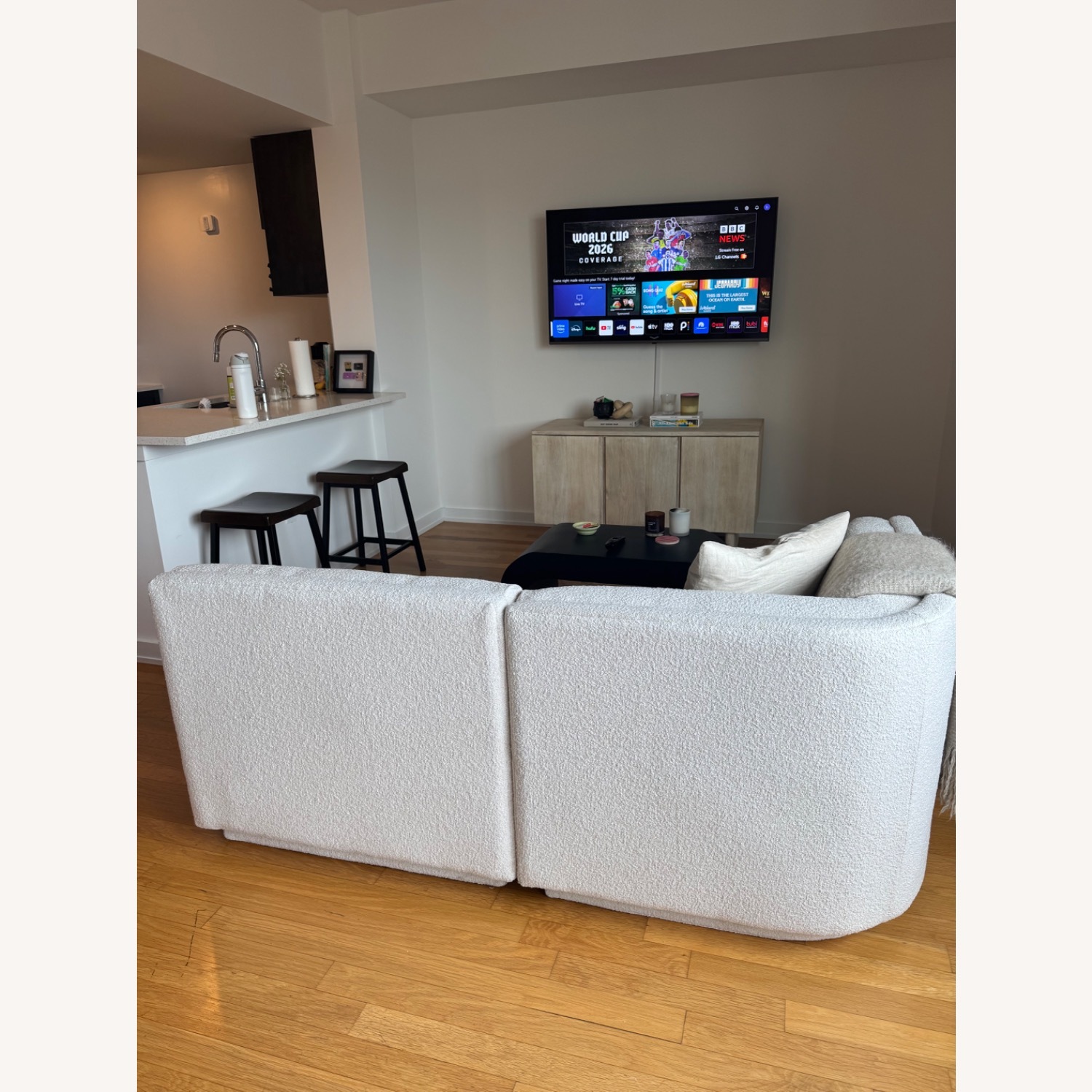 West Elm Arianna White Boucle 2 Seater Sofa - image-3
