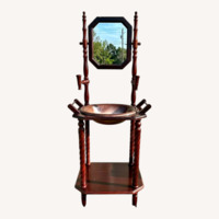 Antique Mahogany Wood Washbasin with Mirror