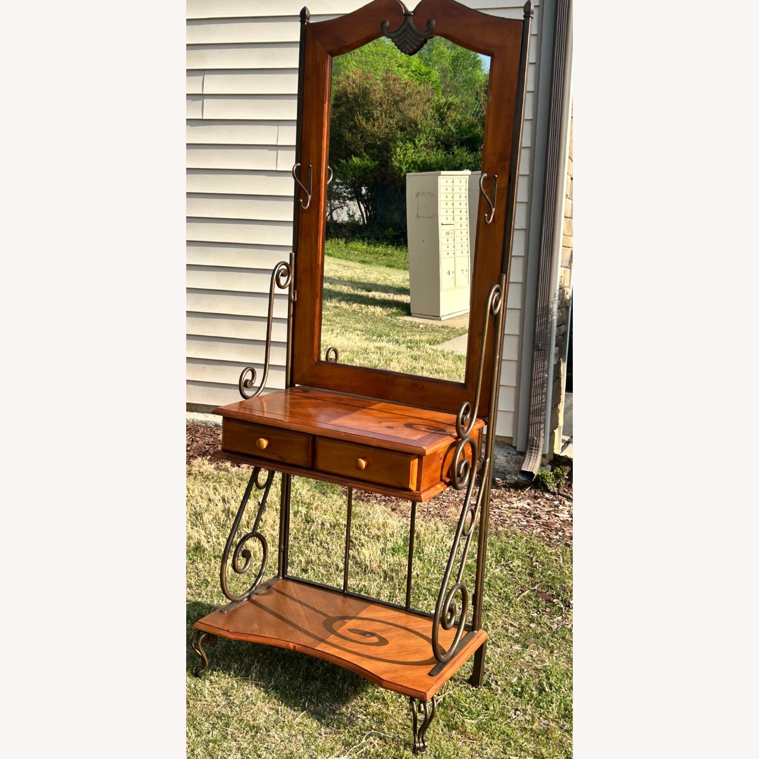Vintage Oak Wood Dresser/Vanity With Mirror - image-3