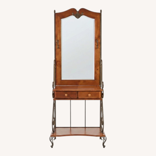 Used Vintage Oak Wood Dresser/Vanity With Mirror for sale on AptDeco
