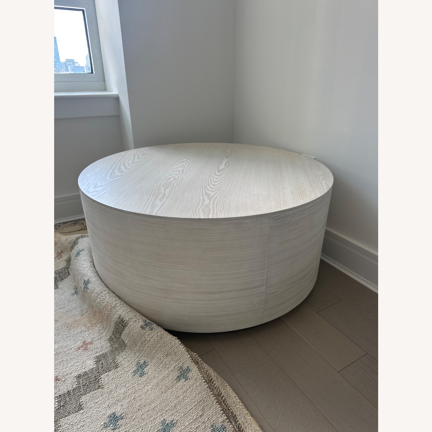 West Elm Volume Round Drum Coffee Table Wood - image-5