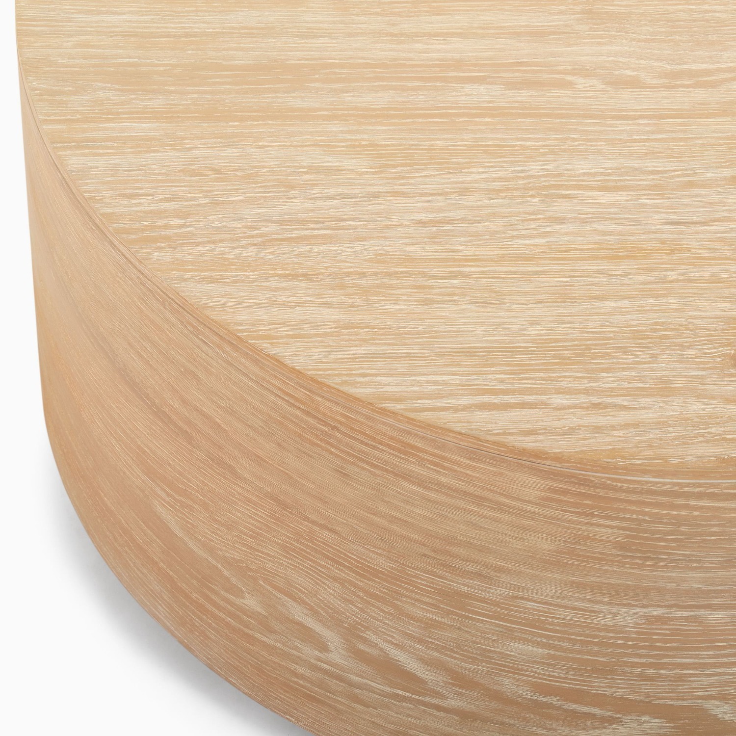 West Elm Volume Round Drum Coffee Table Wood - image-1