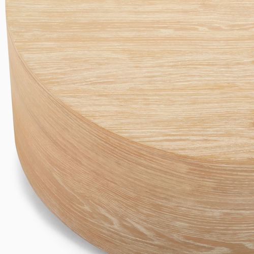 Used West Elm Volume Round Drum Coffee Table Wood for sale on AptDeco