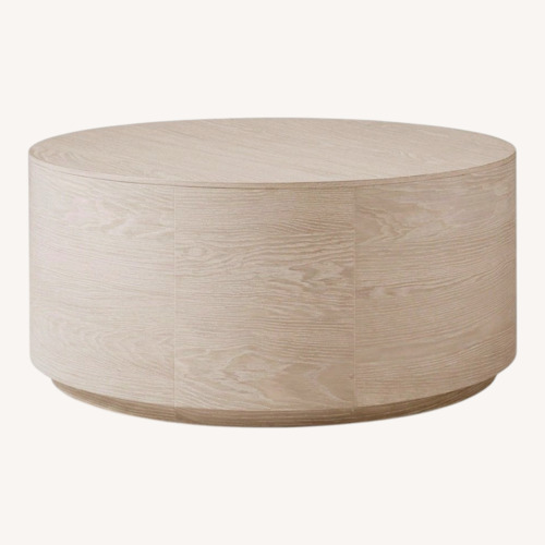 Used West Elm Volume Round Drum Coffee Table Wood for sale on AptDeco
