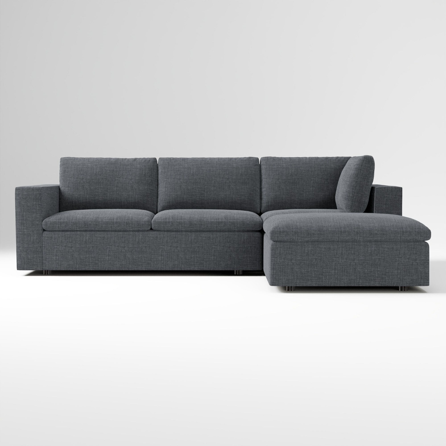 West Elm Harmony Dark Gray Linen 3+ Piece Sectional - image-4
