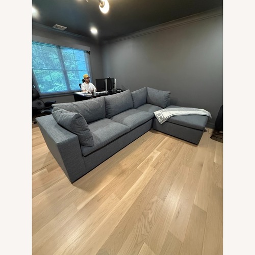 Used West Elm Harmony Dark Gray Linen 3+ Piece Sectional for sale on AptDeco