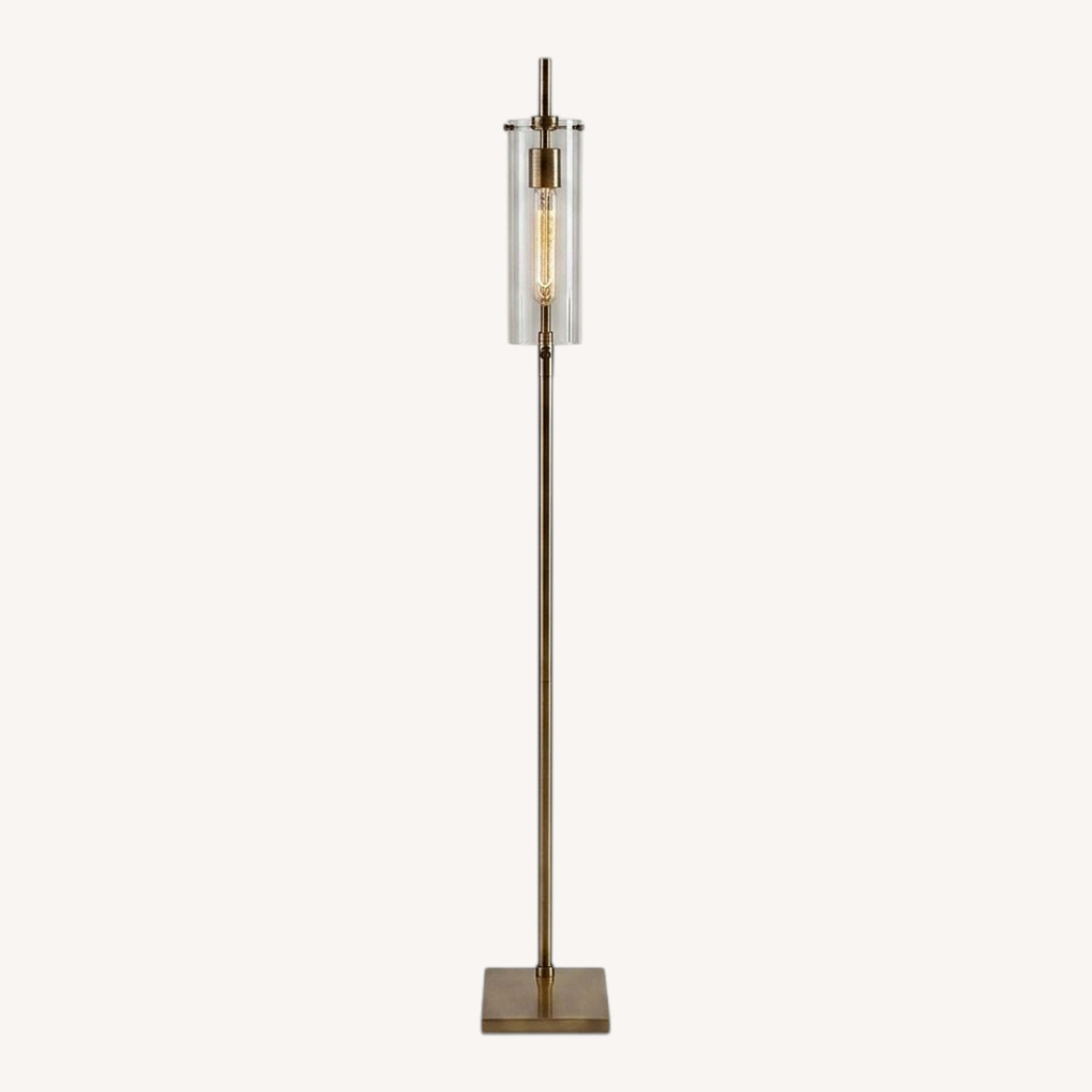 Pottery Barn Glass Tube Floor Lamp, Antique Brass - image-0