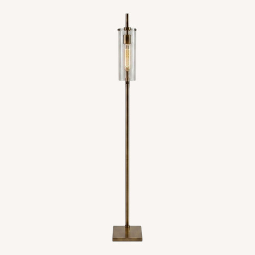 Used Pottery Barn Glass Tube Floor Lamp, Antique Brass for sale on AptDeco