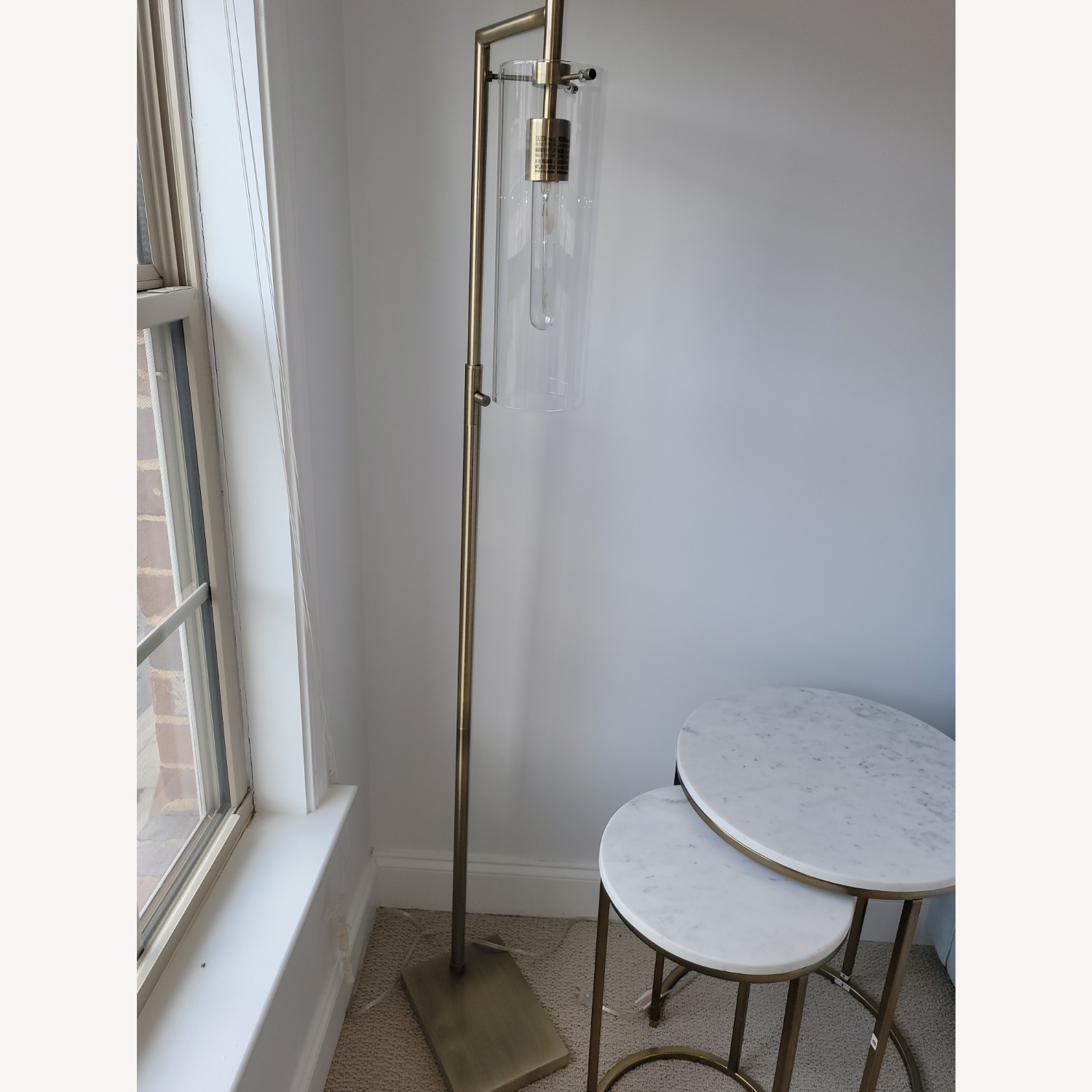 Pottery Barn Glass Tube Floor Lamp, Antique Brass - image-3