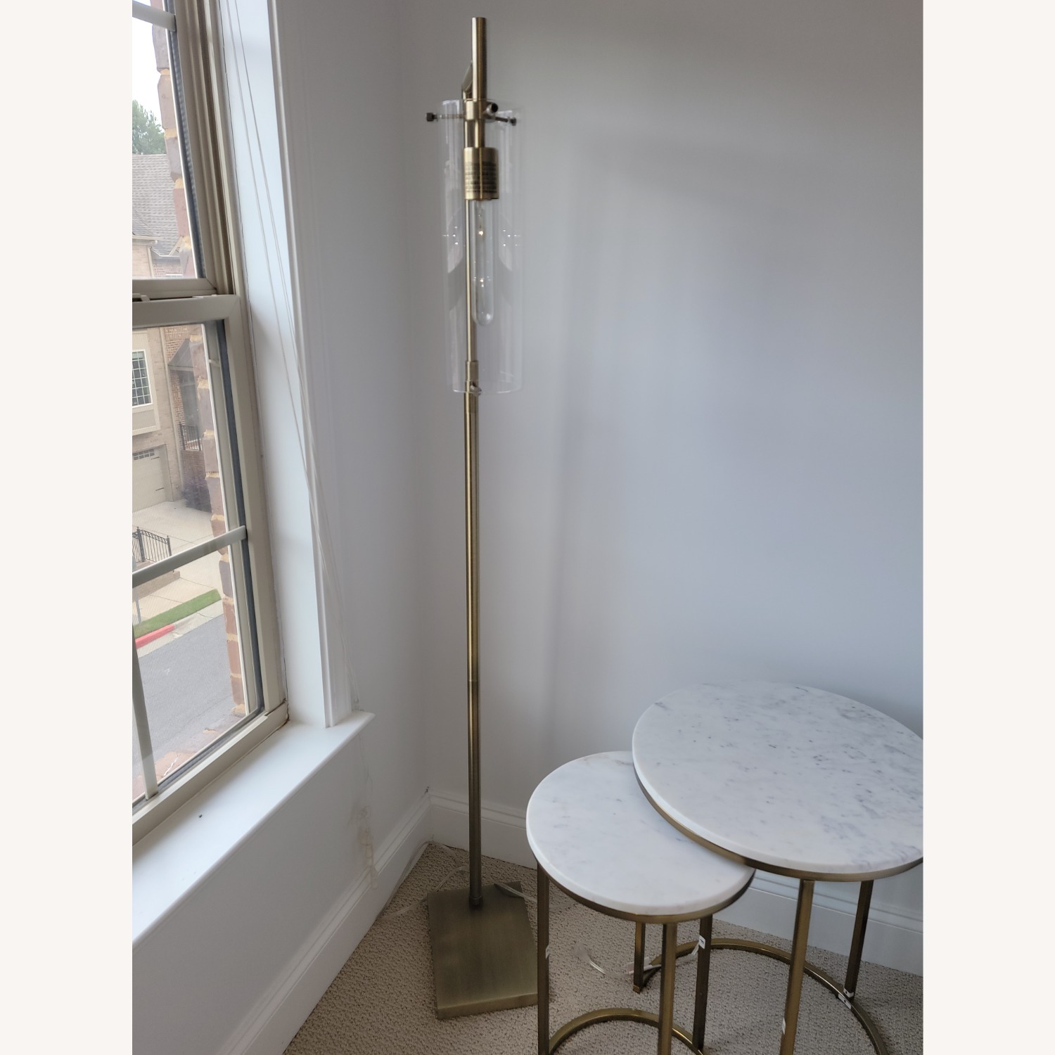 Pottery Barn Glass Tube Floor Lamp, Antique Brass - image-2