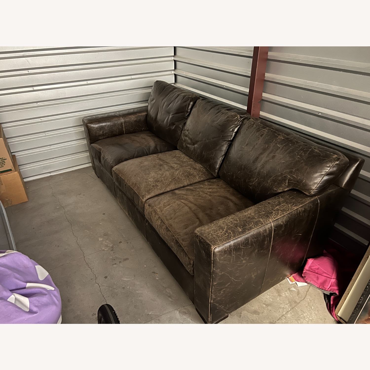 Crate & Barrel Black Leather 3+ Seater Sofa - image-2